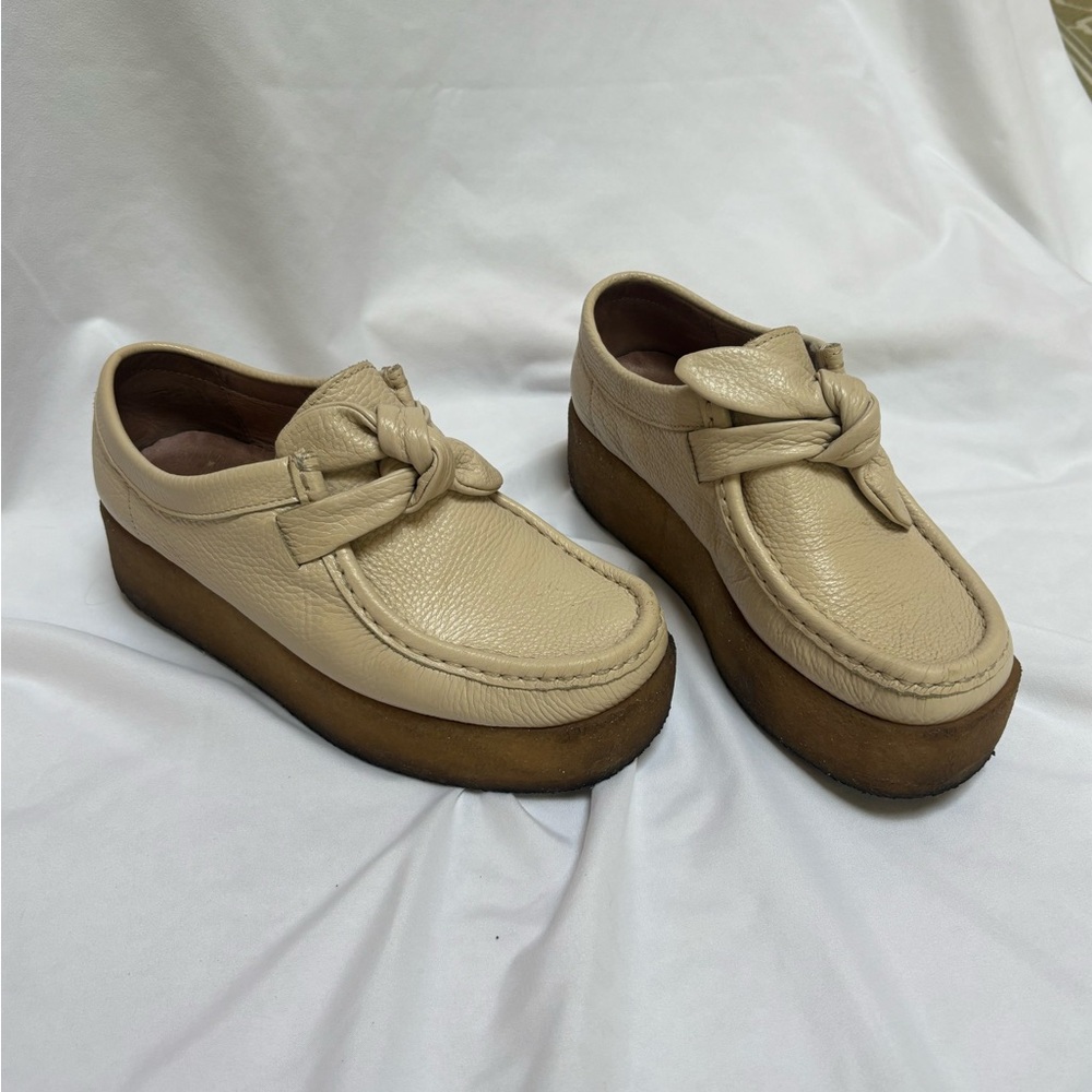 Loeffler Randall Tabitha platform chukka shoes Anthropologie 8 cream sand